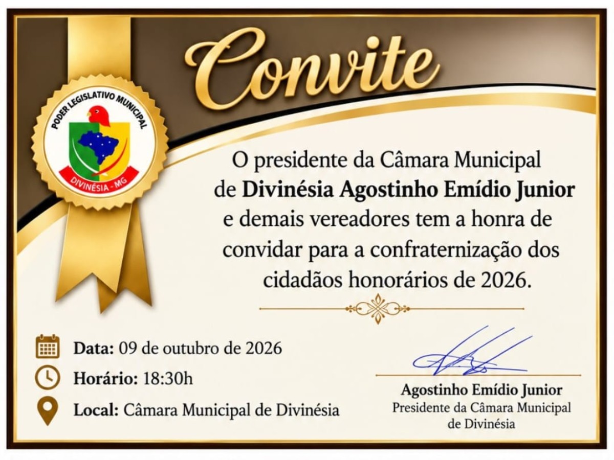 Convite para a confraternização dos cidadãos honorários 2026
